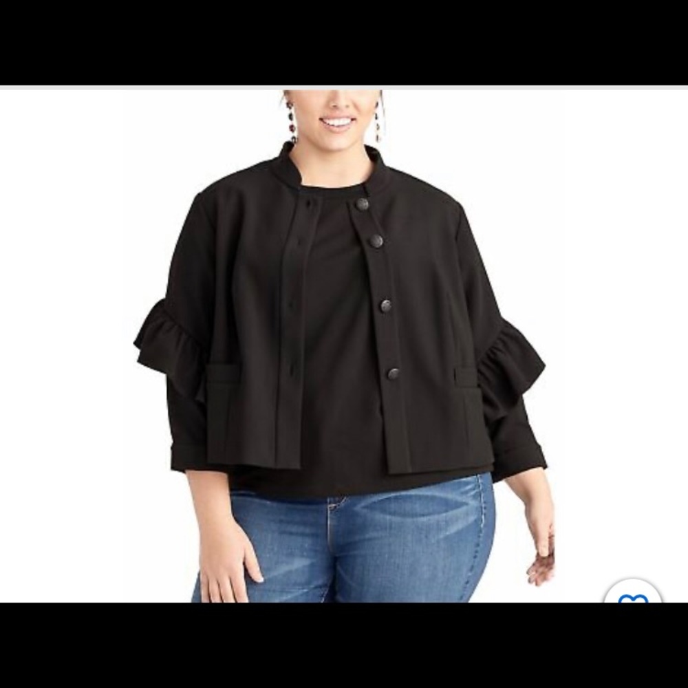 Sz XXL RACHEL Rachel Roy Black Ruffled Jacket.